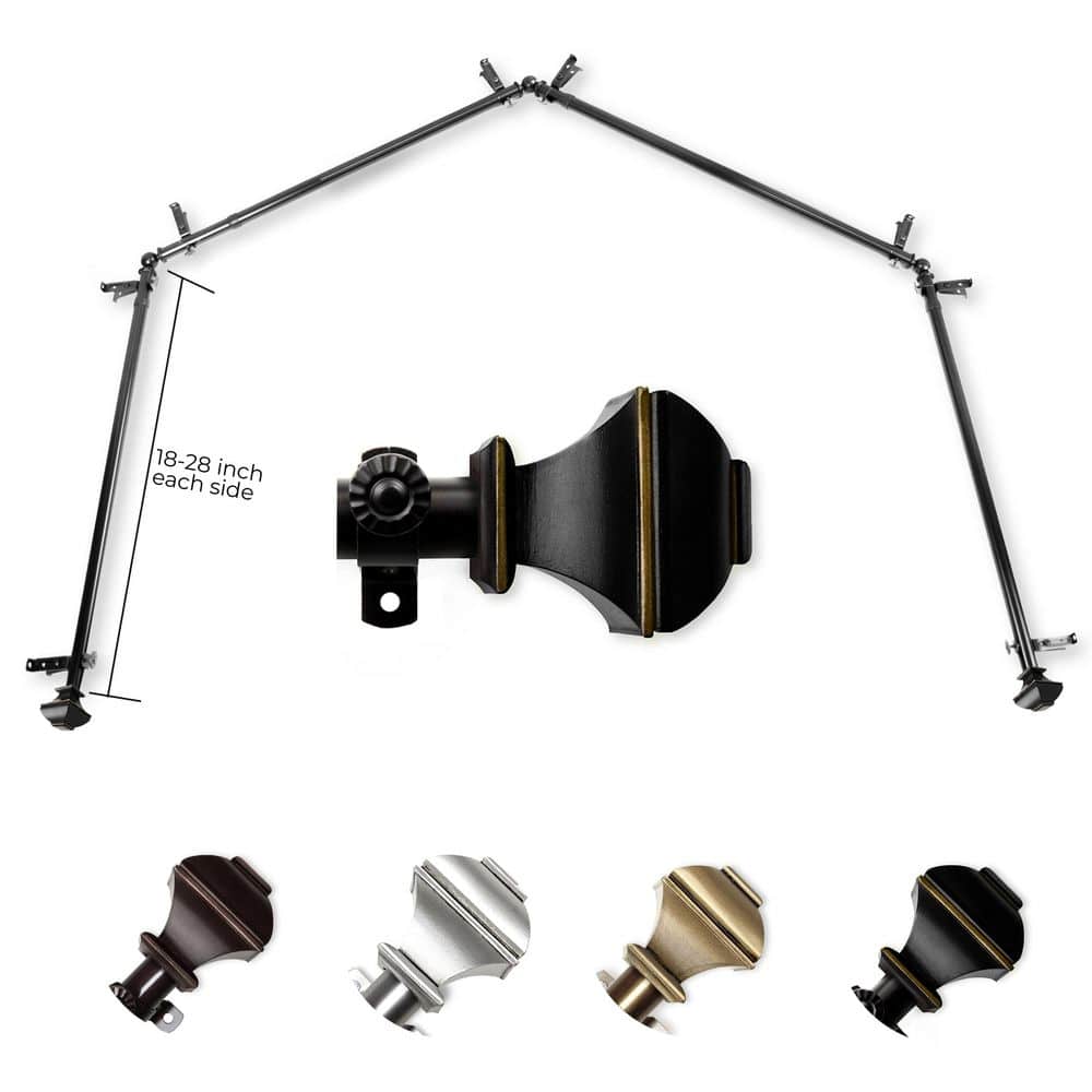 13/16 in. Marion 4-Sided Bay Window Curtain Rod (18-28 in. each side)-Black price history on PriceWatchPro