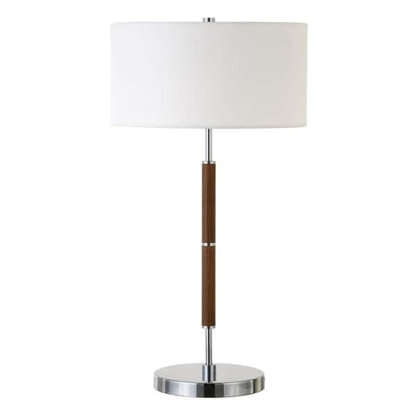 Meyer&Cross Simone 25 in. Polished Nickel and Rustic Oak 2-Bulb Table Lamp