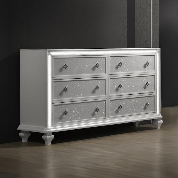 NEW CLASSIC HOME FURNISHINGS New Classic Furniture Stardust White 6-Drawer 18.75 in. Dresser