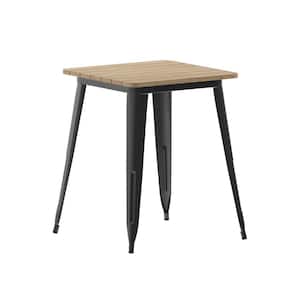 24 in. Square Brown/Black Plastic 4 Leg Dining Table with Steel Frame (Seats 2)