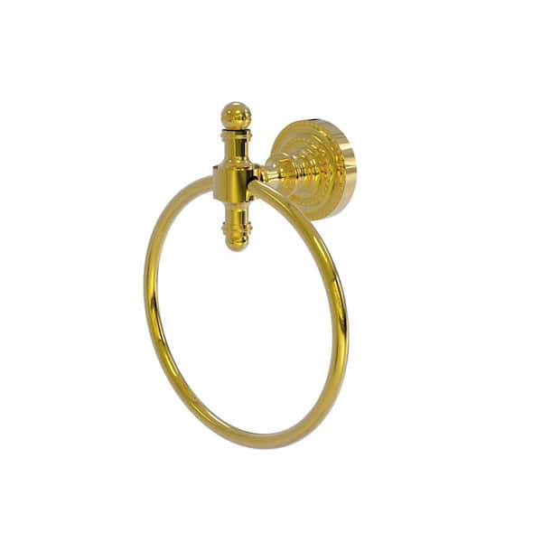 Allied Brass Retro Dot Towel Ring in Polished Brass