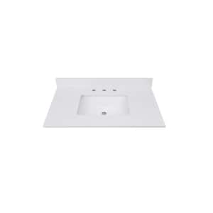 37 in. W x 22 in. D Quartz Vanity Top in Lotte Radianz Everest White with White Rectangular Single Sink