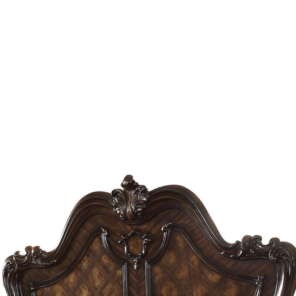 Versailles Cherry Oak Queen Bed with Upholstered Headboard