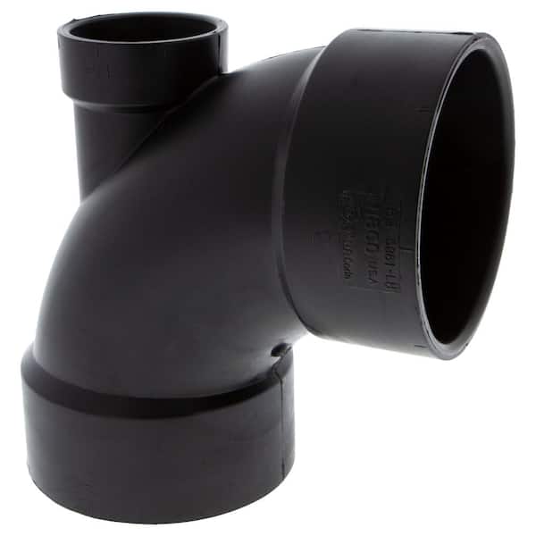 NIBCO 3 in. x 3 in. x 1-1/2 in. ABS DWV 90-Degree All Hub Elbow with Low Heel