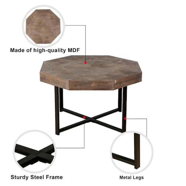 Sudzendf Brown MDF Octagon Outdoor Side Table 1-Piece 2024-8-13-8