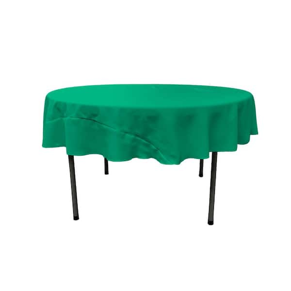 LA Linen 72 in. Round Jade Polyester Poplin Tablecloth