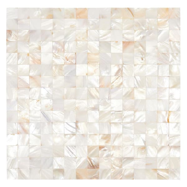 AVANT DECOR Nacreous Natural Stone Squares 11.81 in. x 11.81 in. 3mm Glass Peel and Stick Backsplash (8-Piece/7.68 sq.ft per Case)