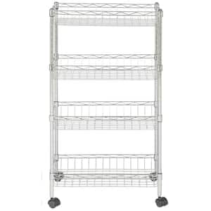 Chrome 4-Tier Carbon Steel Wire Shelving Unit (24 in. W x 47 in. H x 14 in. D)