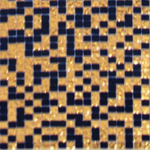 Mingles 11.6 in. x 11.6 in. Glossy Gold and Blue Glass Mosaic Wall and Floor Tile (18.69 sq. ft./case) (20-pack)