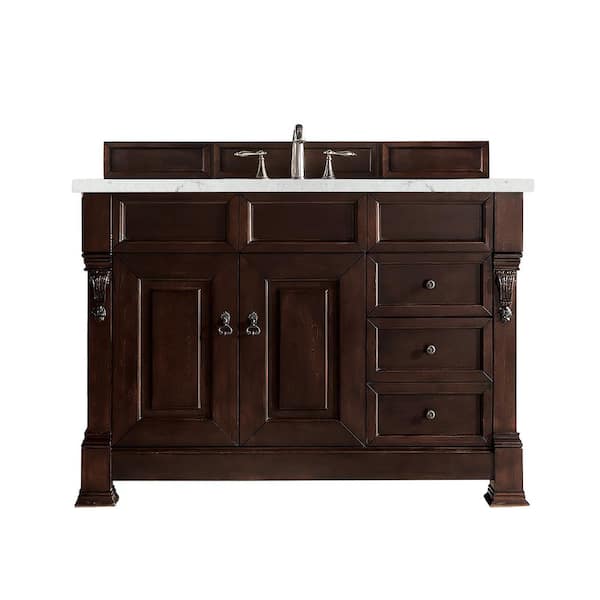James Martin Vanities Brookfield 48 in. W x 23.5 in. D x 34.3 in. H Single Vanity in Burnished Mahogany with Eternal Jasmine Pearl Quartz Top