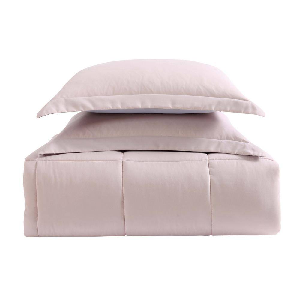 Twin Blush and Lavender Reversible Microfiber Comforter Set