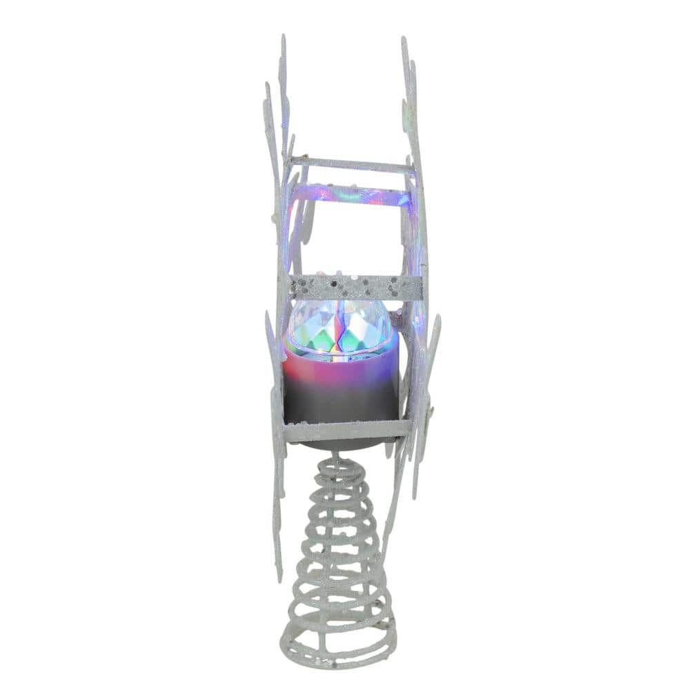 White Glitter Glass Snowflake Christmas Tree Topper with LED Lights