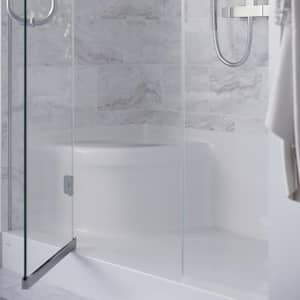 Aquatique 60 in. L X 32 in. W Alcove Shower Pan Base With Right Hand Drain and Integral Left Seat in White