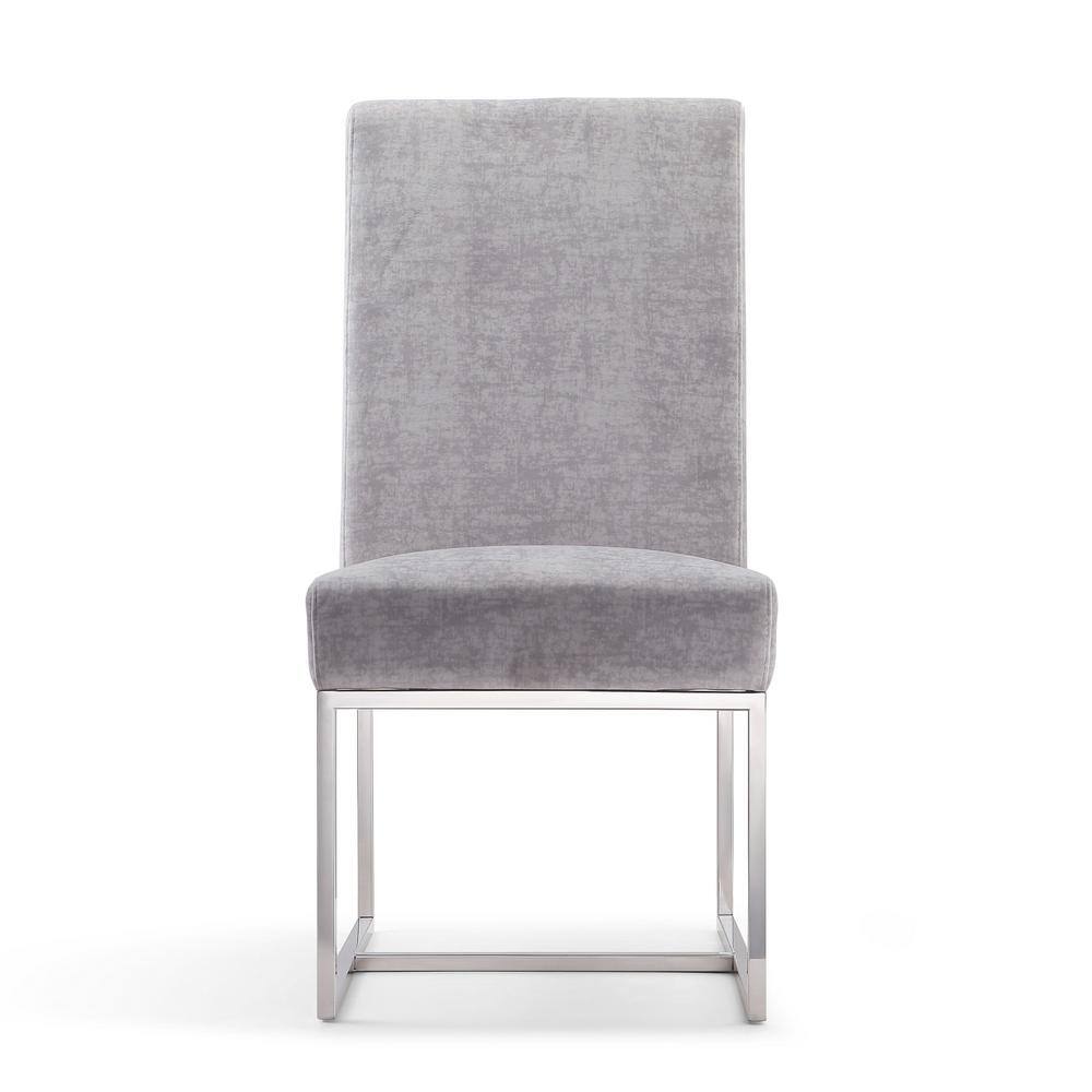 Gray Velvet Upholstered High-Back Arm Chair with Metal Frame