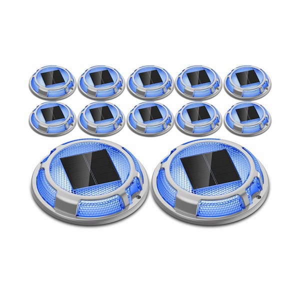 12-Pack Solar Driveway Lights Dock Lights Waterproof, 2-Colors Outdoor LED Solar Deck Lights (Blue and White)