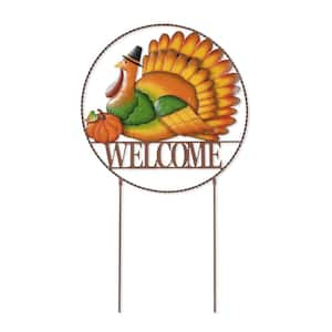 30 in. H Thanksgiving Metal "WELCOME" Turkey Yard Stake