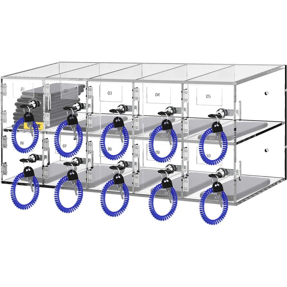Cell Phone Storage Locker 10 Slots Acrylic with Door Locks and Keys Wall Mounted Cabinet Pocket Office Classroom Gym Box price history on PriceWatchPro
