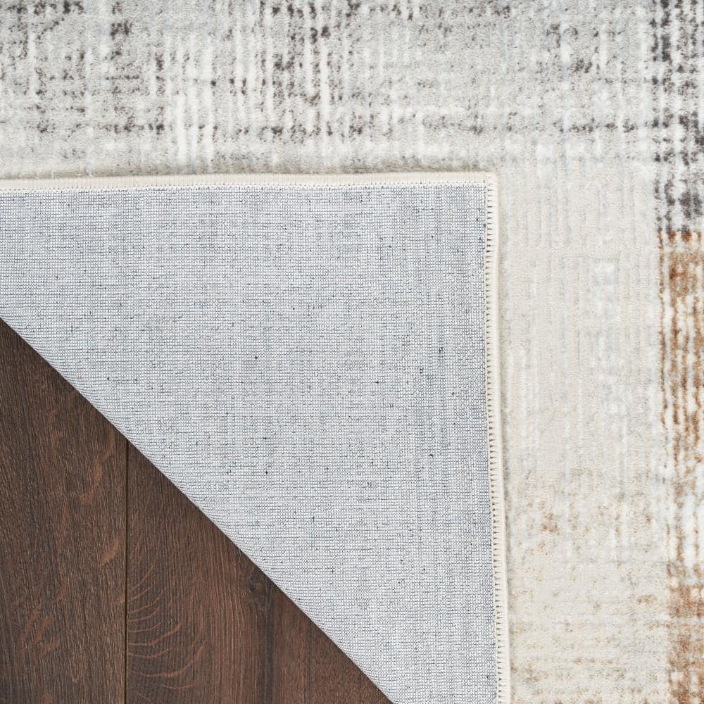 Gray Abstract Synthetic 5'3" x 7'3" Area Rug