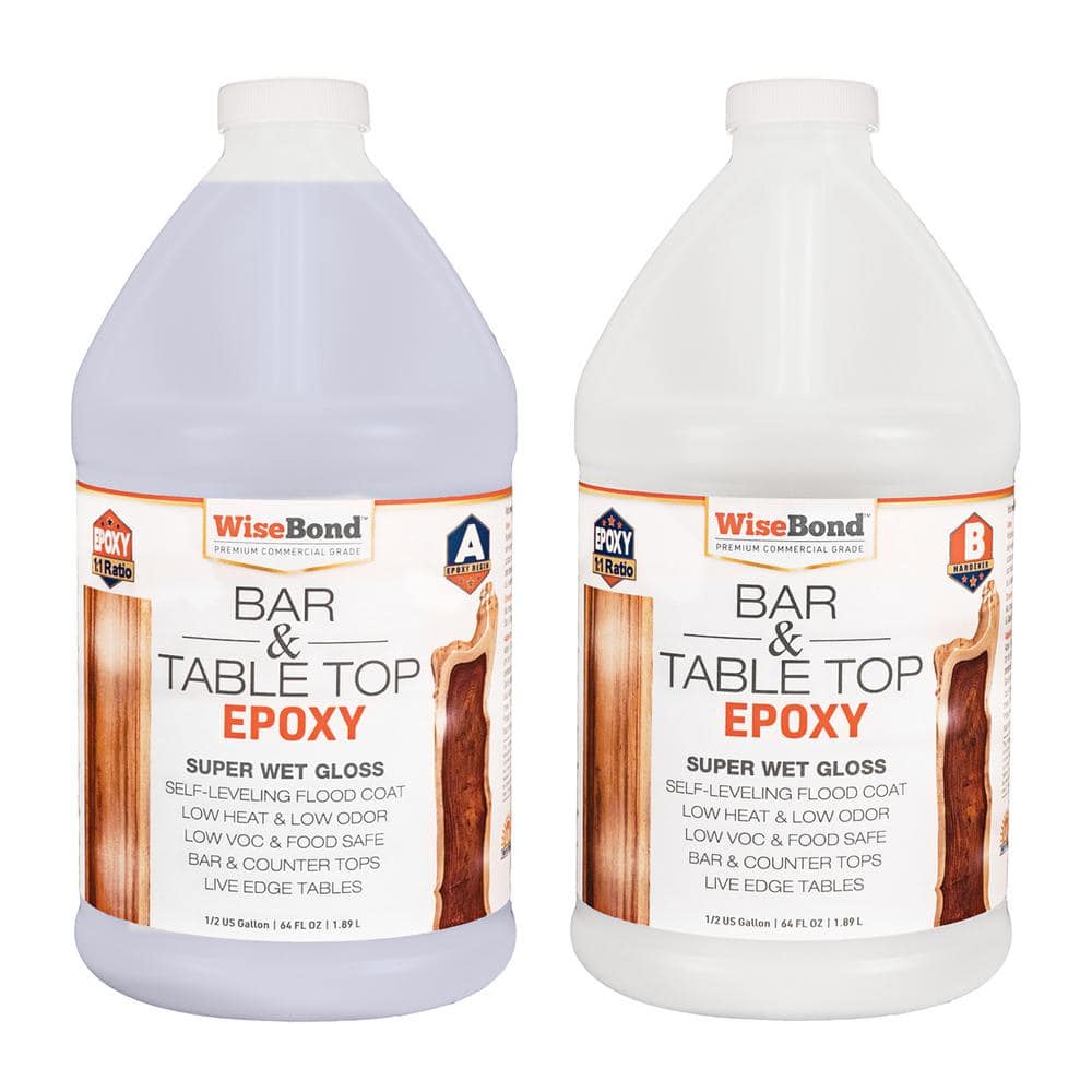 WiseBond 1 gal. Clear Bar and Table Top Wood and Concrete 1:1 Ratio Counter  Top Epoxy Kit DW025116 - The Home Depot