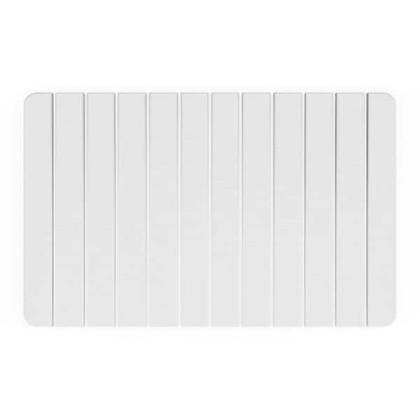 34 in. x 21 in. Quick Dry Large Slatted White Rectangle Diatomite Bathmat
