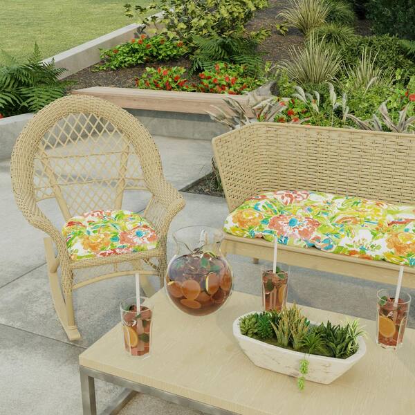 jordan manufacturing floral outdoor tufted wicker seat cushion