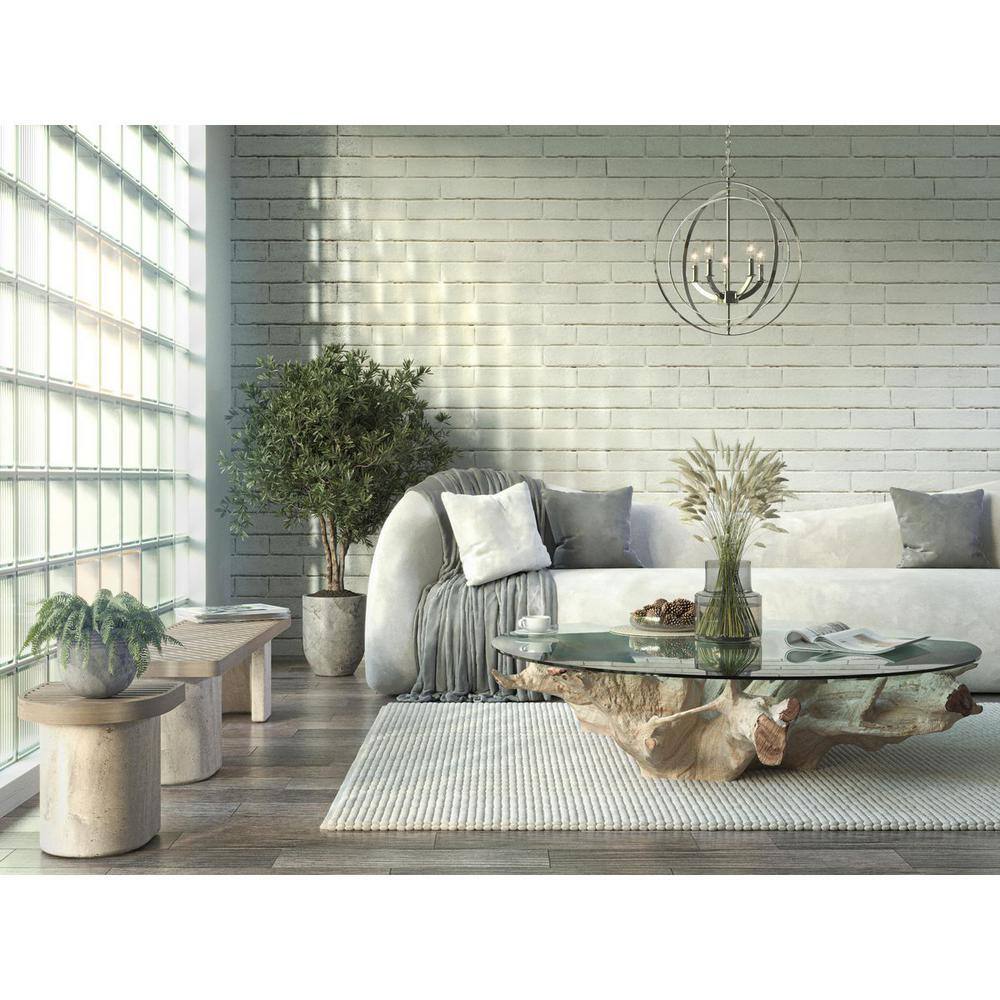 Polished Nickel 5-Light Sphere Chandelier Pendant