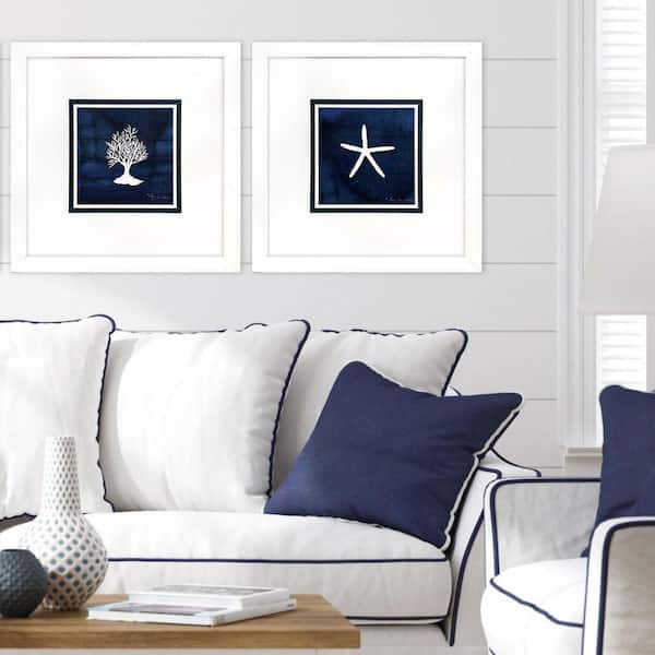 Coral Starfish / Turtle Seahorse by Roberts 2 Piece Framed Giclee Coastal Art Print 23 in. x 23 in.