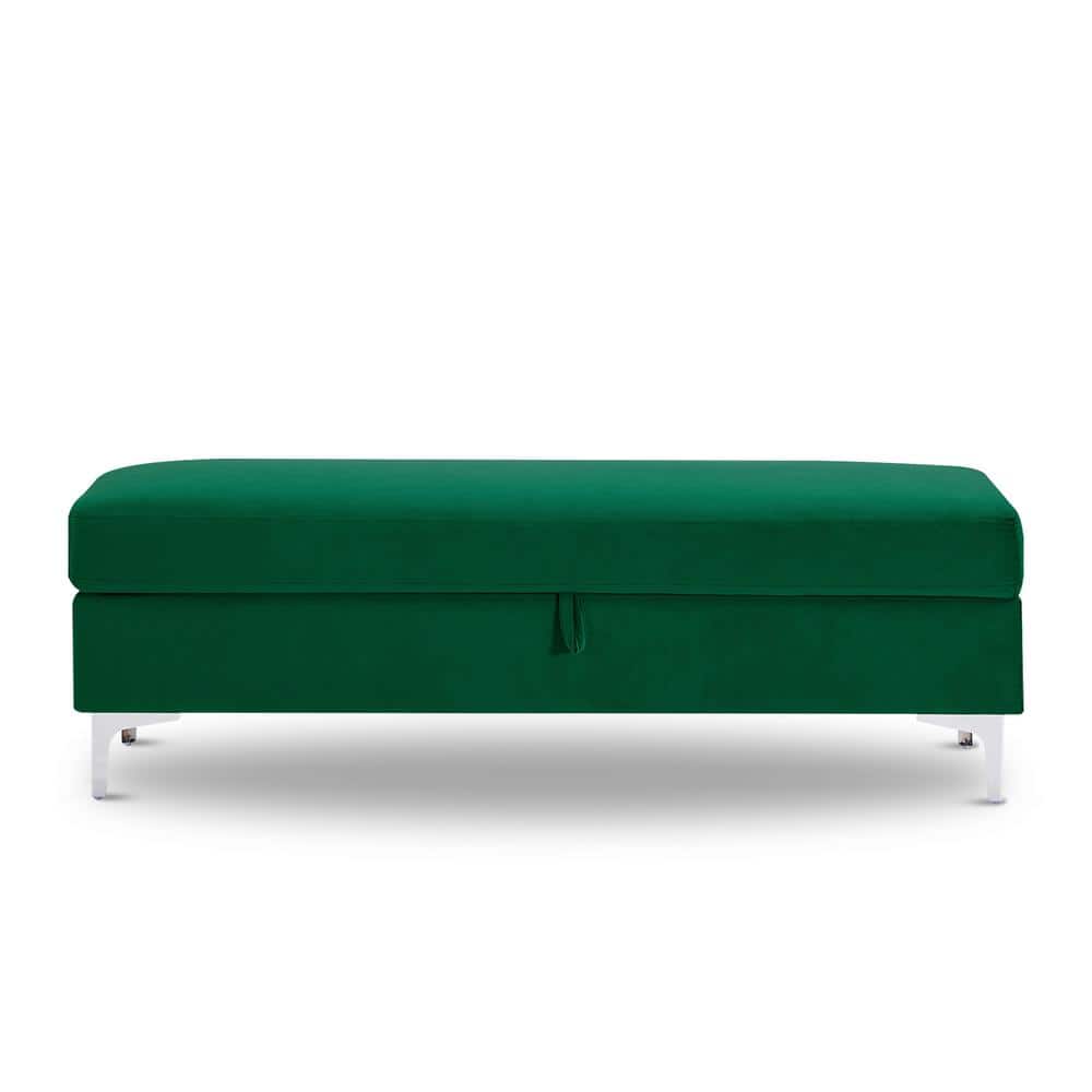 Utopia 4niture Aziel Green Storage Bench 17.52 in. H x 55.9 in. W x 18.
