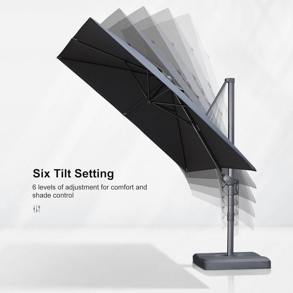 Dark Gray Aluminum Cantilever Patio Umbrella with Crank Lift System