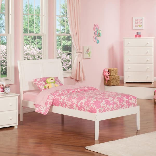 AFI Portland Twin Platform Bed with Open Foot Board in White