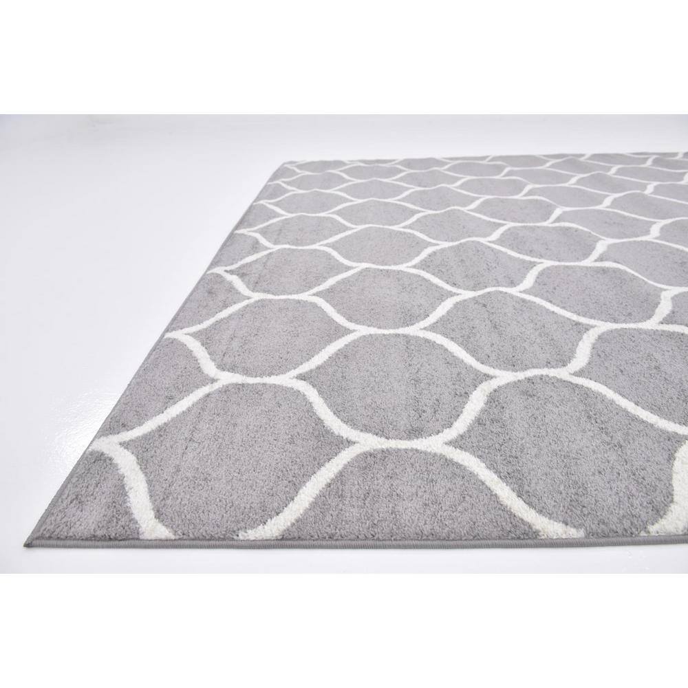 Elegant Light Gray Trellis 9' x 12' Synthetic Area Rug