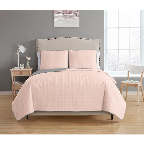 Unbranded Bethany Reversible 3-piece Blush/Grey Full/Queen Quilt Set