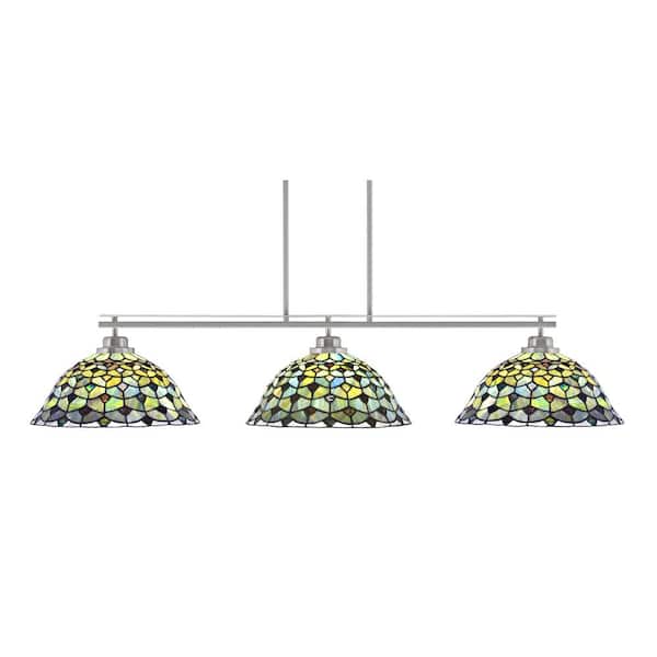 Unbranded Monroe 3-Light Bar, Round Fitter, Brushed Nickel Finish, 16 in. Crescent Art Glass