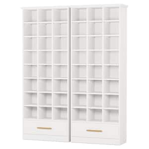 70.86 in. H x 25.6 in. W White 24-Pairs Tall Shoe Storage Cabinet with Drawer, 9-Tier Shoe Rack for Entryway, (2-Piece)