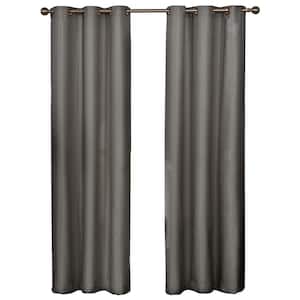 Madison Thermaback Smoke Solid Polyester 42 in. W x 95 in. L Blackout Single Grommet Top Curtain Panel