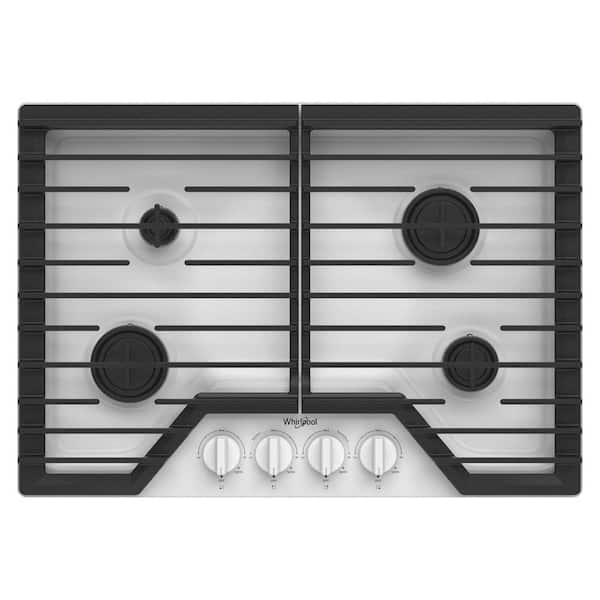 Whirlpool 30 in. 4-Burners Recessed Gas Cooktop in White with SpeedHeat Burner