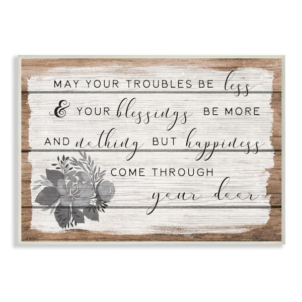 Stupell Industries "Charming Troubles Be Less Phrase Detail" by Daphne Polselli Unframed Typography Wood Wall Art Print 13 in. x 19 in.