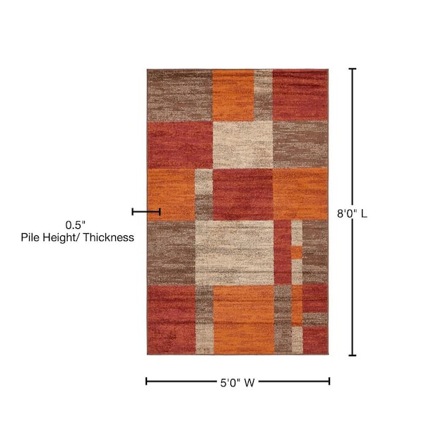 Geometric Wool Area Rug from Mexico (2.5x4.5), 'Autumn Geometry