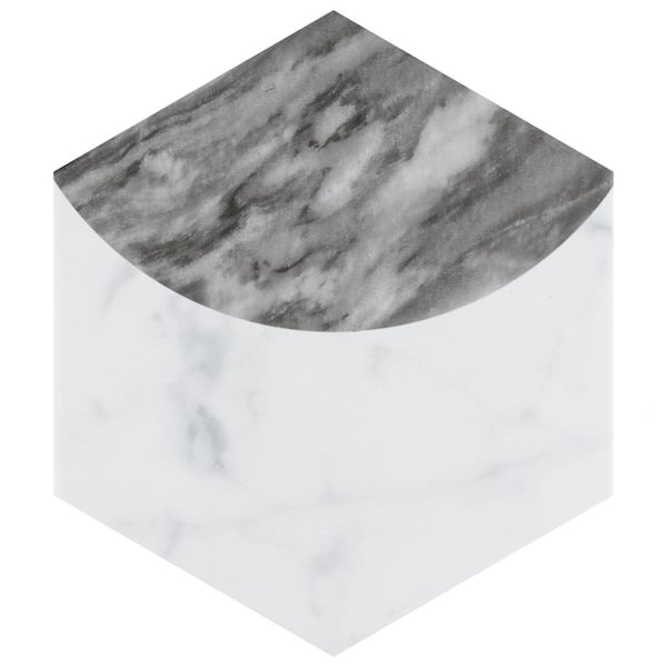 Merola Tile Classico Bardiglio Hex Moon Dark 7 in. x 8 in. Porcelain Floor and Wall Tile (7.5 sq. ft./Case)