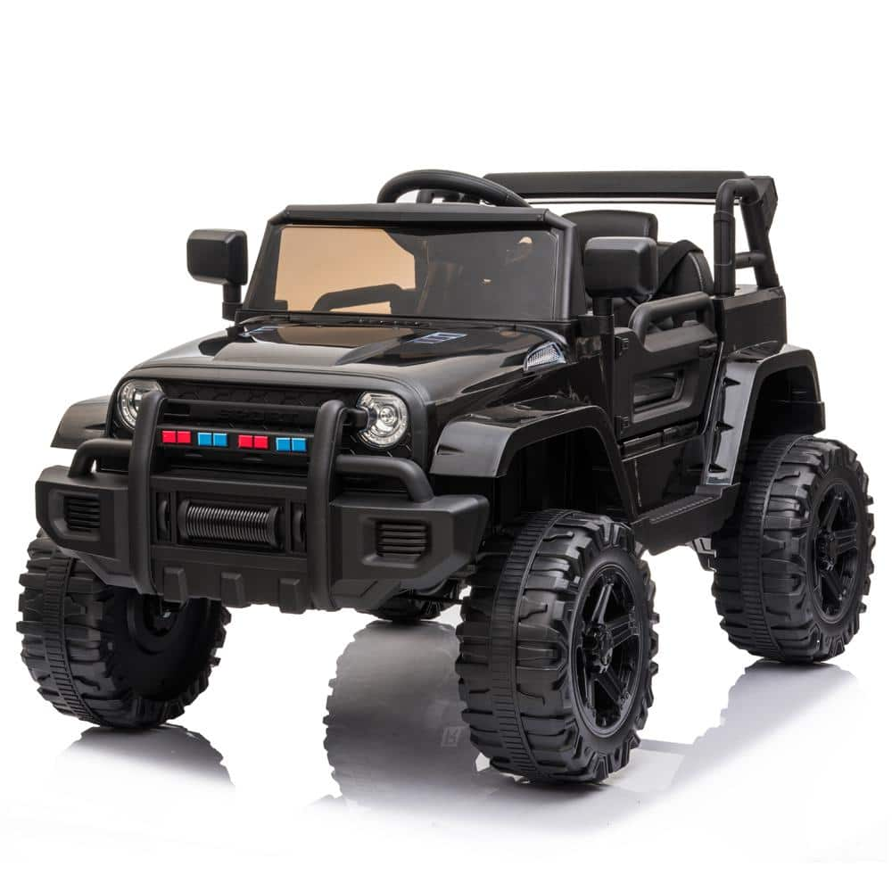 Karl home Ride On Truck 12-Volt Rechargeable Battery Powered Kids Black Electric Double Drive Car