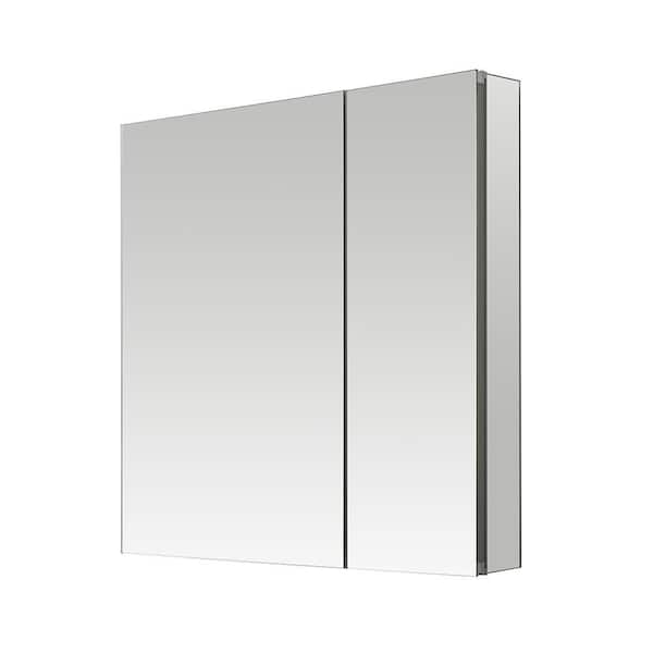 Royale 36 in W x 36 in. H Rectangular Bi-View Medicine Cabinet with Mirror Defogger and 3X Removeable Magnifying Mirror
