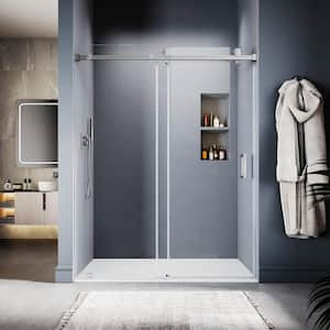 UKS05 50 to 55 in. W x 80 in. H Sliding Frameless Shower Door in Chrome, EnduroShield 3/8 in. SGCC Clear Glass