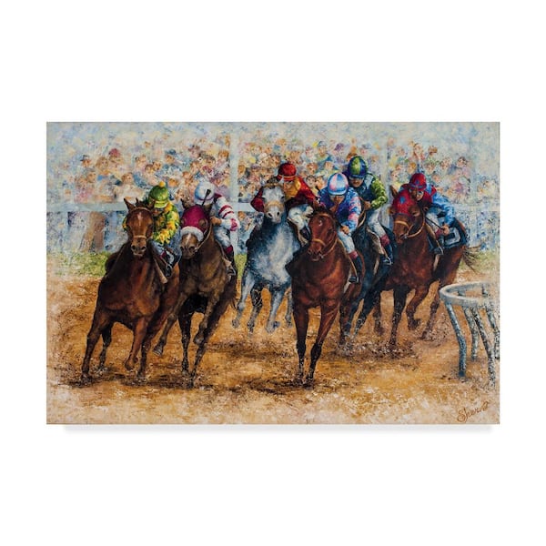 Trademark Fine Art The Derby by Sher Sester Floater Frame Sports Wall Art 22 in. x 32 in.