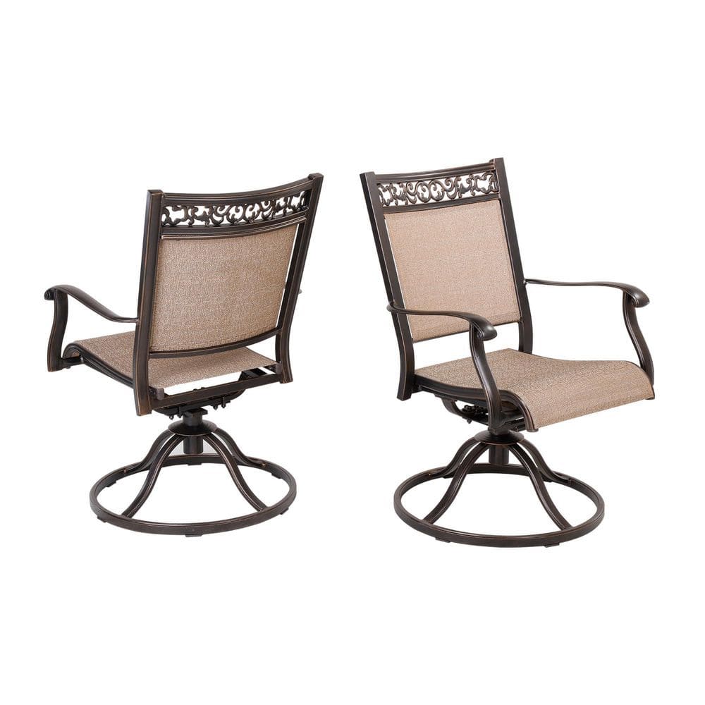 Mondawe Maisie Dark Black Cast Aluminum Frames PVC Sling Outdoor Patio ...