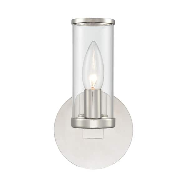 ALORA Revolve 8 in. 1 Light 60-Watt Clear Glass/Polished Nickel Vanity Light