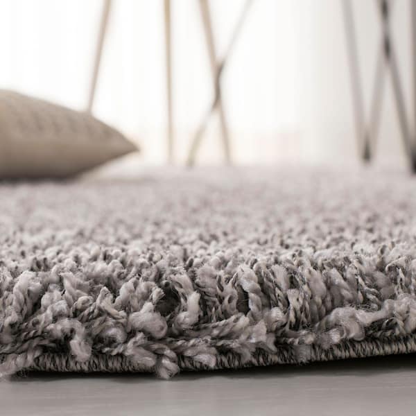 California Shag 3 ft. x 3 ft. Square Silver Solid Flokati Area Rug