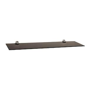 Pristine 24 in. W x 6 in. D Black Smoke Glass Floating Shelf with Chrome Brackets