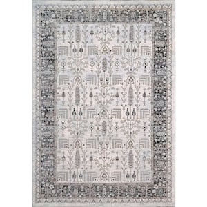 Carson Ivory/Black 2 ft. 3 in. X 7 ft. 7 in. Oriental Indoor Area Rug