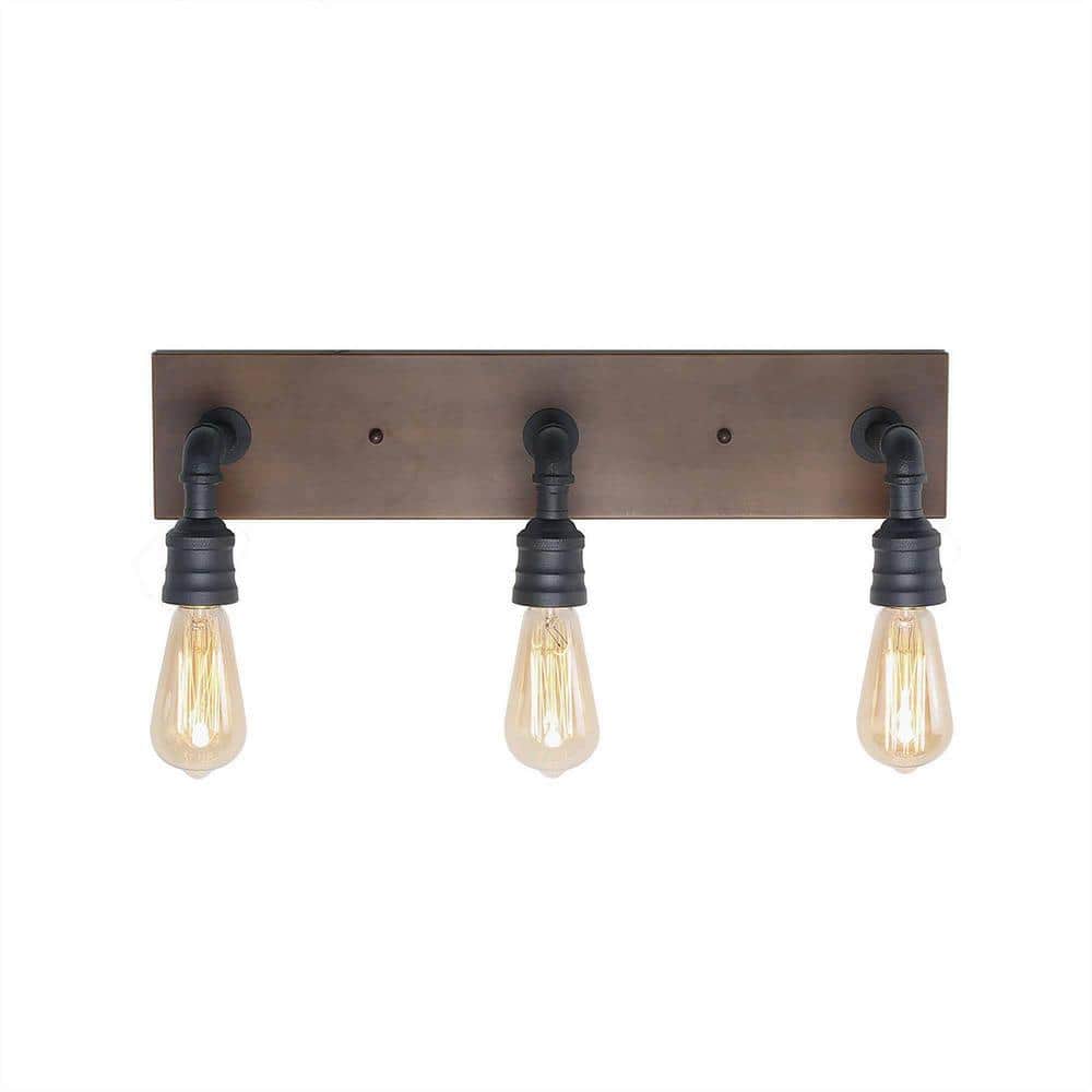 Sabrina Matte Black Metal 3-Light Vanity Fixture