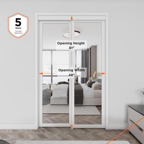 Reviews for TRUporte 72 in. x 80 in. Harmony White Mirror MDF
